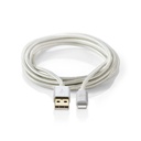 Nedis CCTB39300AL30 USB 2.0 Kabel Lightning - USB-A 480 Mbps Verguld 3m Aluminium