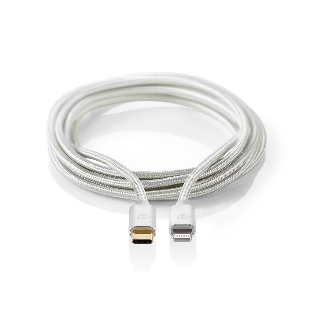 Nedis CCTB39650AL10 USB 2.0 Kabel Lightning - USB-C 480 Mbps Verguld 1m Zilver