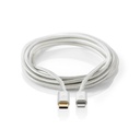 Nedis CCTB39650AL10 USB 2.0 Kabel Lightning - USB-C 480 Mbps Verguld 1m Zilver