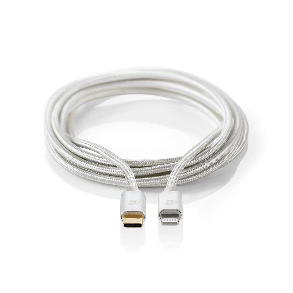 Nedis CCTB39650AL20 USB 2.0-Kabel Lightning - USB-C 480 Mbps Verguld 2m Zilver