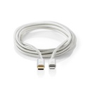 Nedis CCTB39650AL20 USB 2.0-Kabel Lightning - USB-C 480 Mbps Verguld 2m Zilver