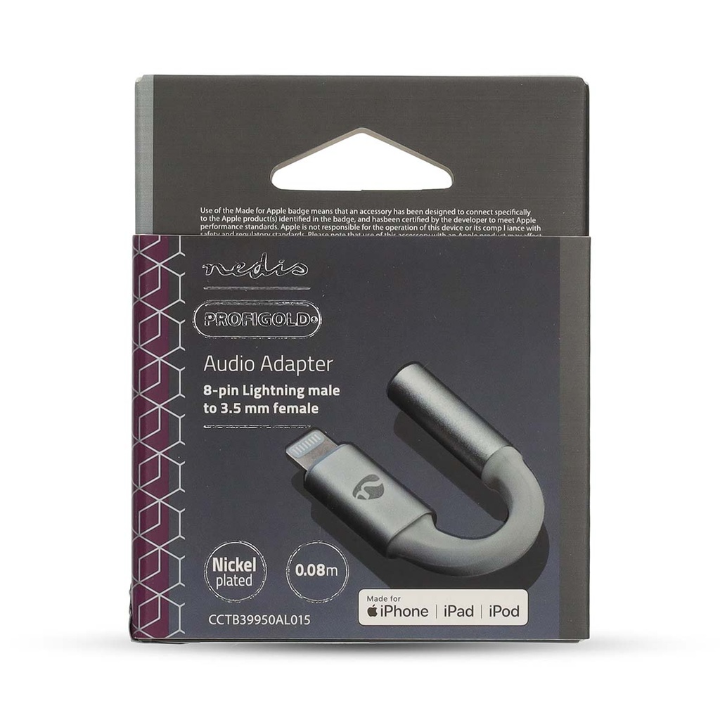 Nedis CCTB39950AL015 Lightning-Adapter Lightning - 3,5 mm Jack Vrouwelijk Verguld 15cm Zilver