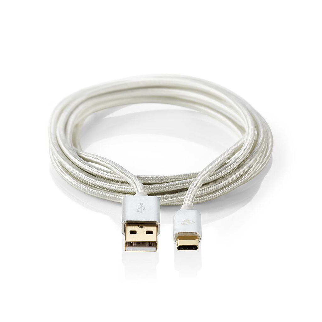 Nedis CCTB60600AL20 USB 2.0-Kabel USB-A - USB-C 15W 480Mbps Verguld 2m Zilver