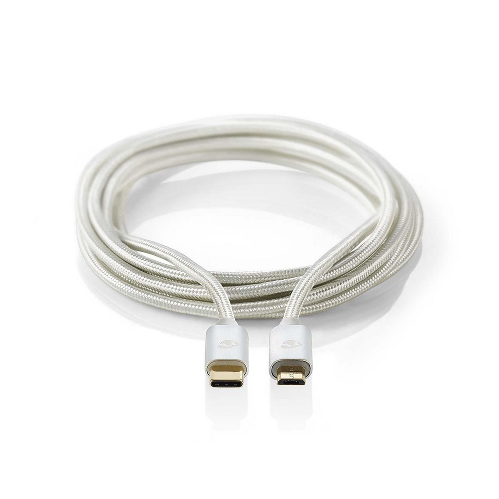 Nedis CCTB60650AL30 USB 2.0 -Kabel USB-C - USB Micro-B 10W 480Mbps Verguld 3m Zilver