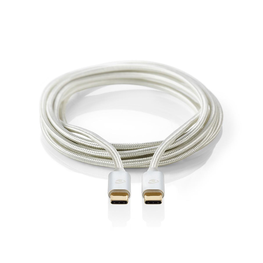 Nedis CCTB60800AL10 USB 2.0-Kabel USB-C 100W 480Mbps Verguld 1m Zilver