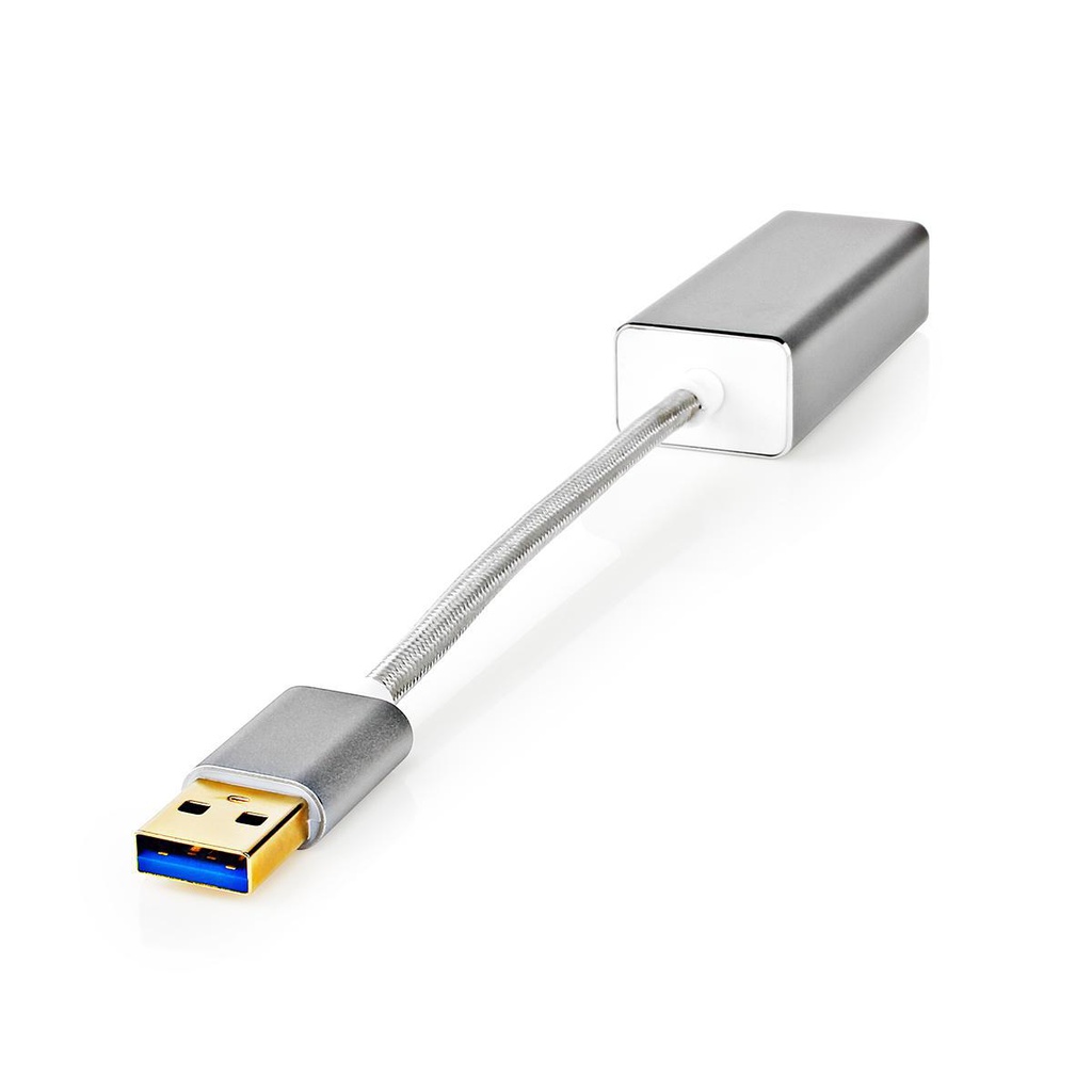 Nedis CCTB61950AL02 USB-netwerkadapter | USB 3.2 Gen 1 | 1 Gbps | USB-A Male | RJ45 Female | 0.20 m | Rond | Verguld | Koper | Zilver | Cover Window Box