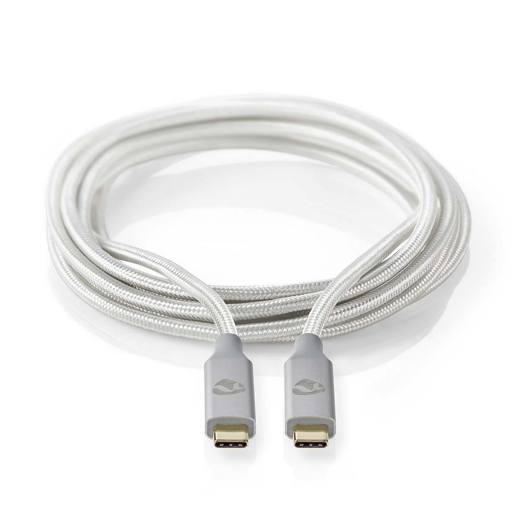 Nedis CCTB64020AL20 USB 3.2 Gen 2x2-Kabel USB-C 100W 4K@60Hz 20Gbps Verguld 2m Zilver