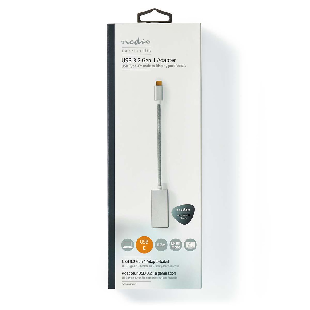 Nedis CCTB64450AL02 USB 3.2 Gen 1 Adapter USB-C - DisplayPort Vrouwelijk 20cm Verguld Zilver