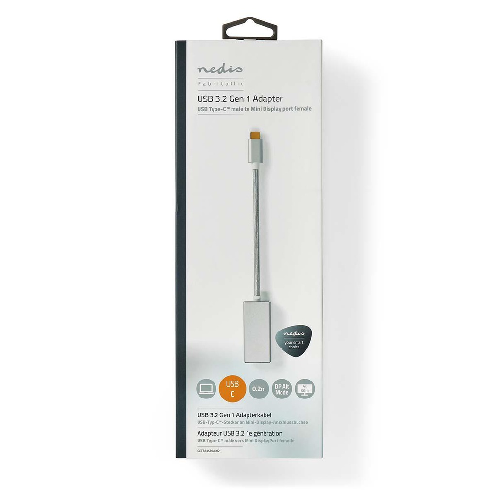 Nedis CCTB64550AL02 USB 3.2 Gen 1 Adapter USB-C - Mini DisplayPort Vrouwelijk 20cm Verguld Zilver