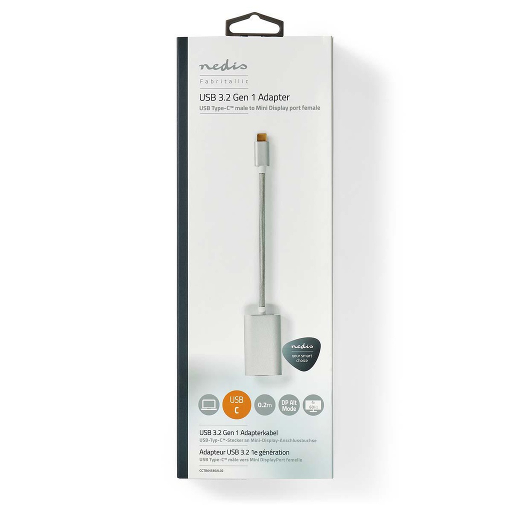 Nedis CCTB64580AL02 USB 3.2 Gen 1 Adapter USB-C - Mini DisplayPort/USB-C 60W 20cm Zilver