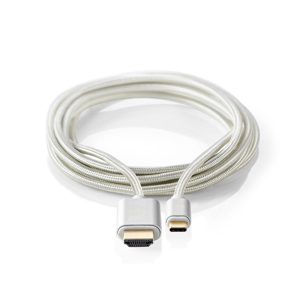 Nedis CCTB64655AL20 USB 3.2 Gen 1-Adapter USB-C - HDMI 4K@60Hz 18 Gbps 2m Verguld Zilver