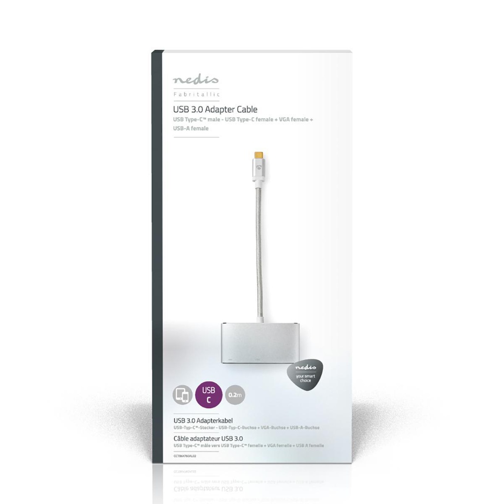 Nedis CCTB64760AL02 USB 3.2 Gen 1-Adapter USB-C - USB-A / USB-C / VGA 5Gbps 20cm Verguld Zilver