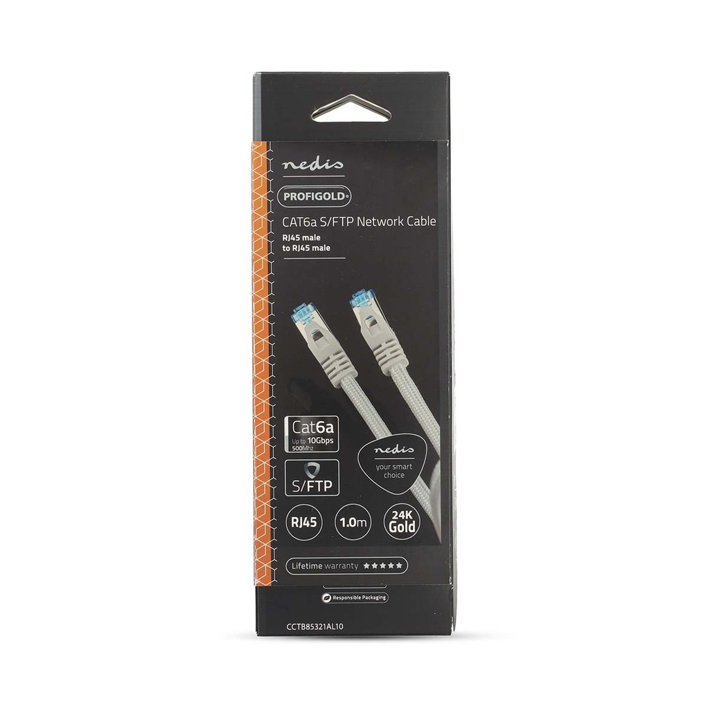 Nedis CCTB85321AL10 CAT6a netwerkkabel S/FTP RJ45 1 m Gevlochten Zilver
