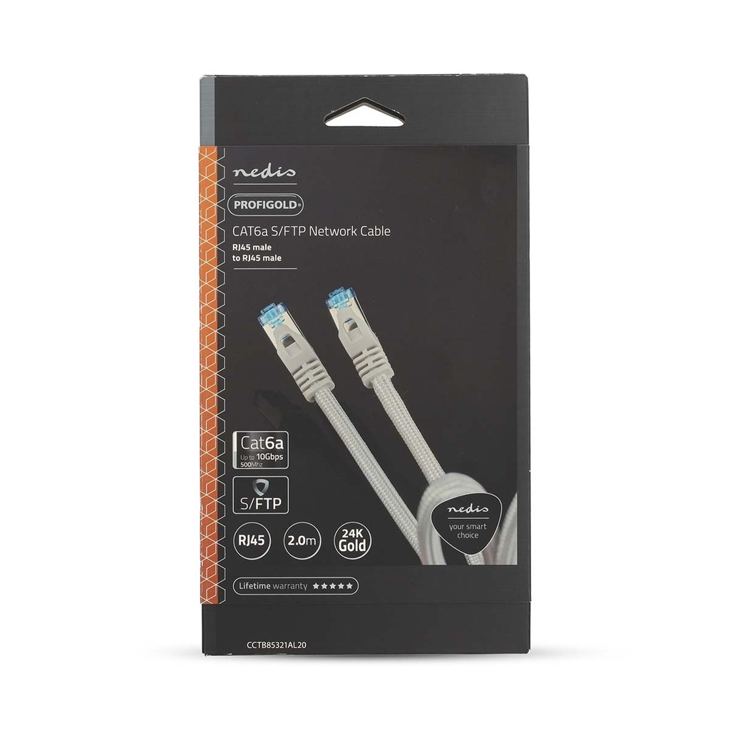 Nedis CCTB85321AL20 CAT6a netwerkkabel S/FTP RJ45 2m Gevlochten Zilver