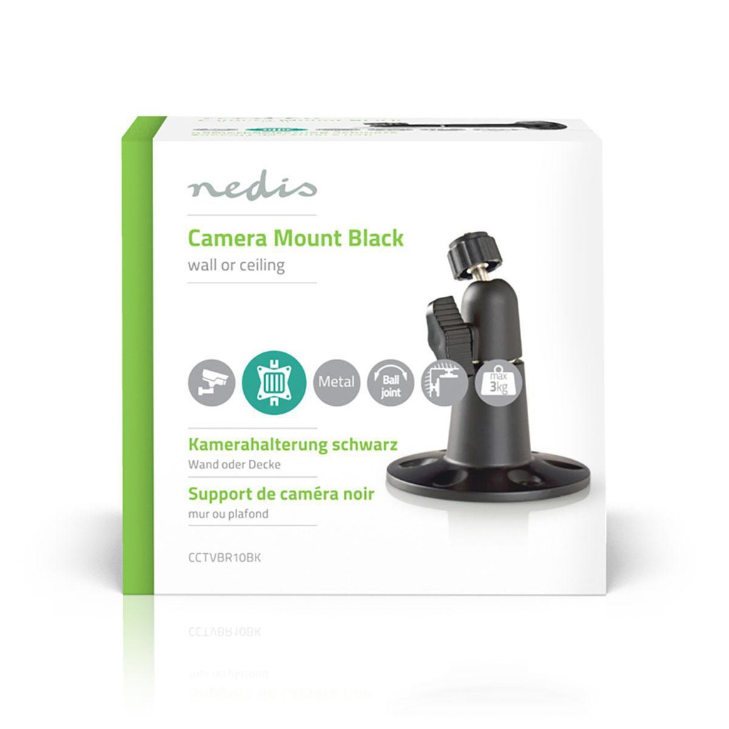 Nedis CCTVBR10BK Camera Bevestiging | Hellingshoek: 90 ° | Maximaal gewicht: 3 kg | Staal | Zwart