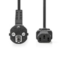 Nedis CEBW10000BK20 Stroomkabel Type F (CEE 7/7) - IEC-320-C13 Haaks Recht Vernikkeld 2m Zwart 