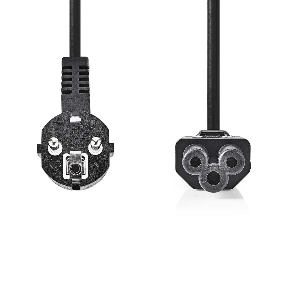 Nedis CEGB10100BK20 Stroomkabel Type F - IEC-320-C5 Haaks Vernikkeld 2m Zwart