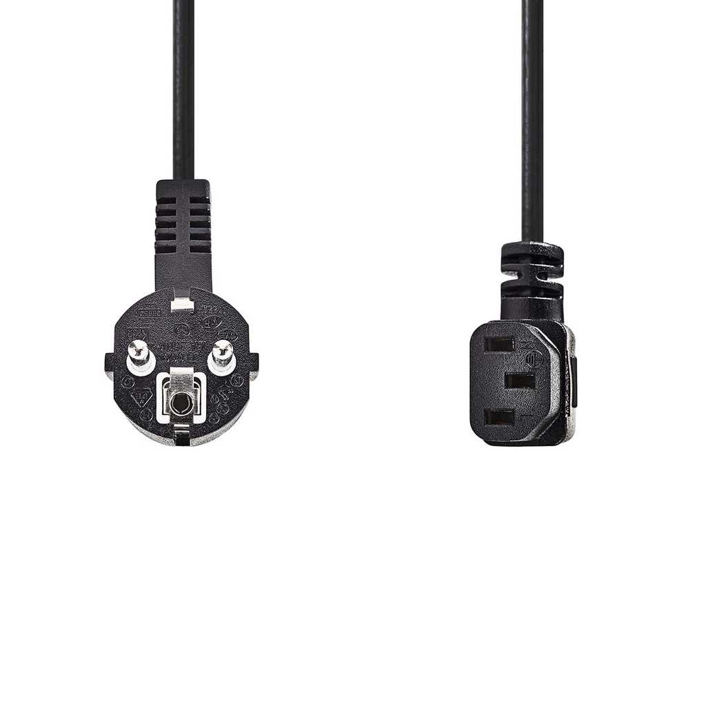 Nedis CEGL10020BK100 Stroomkabel Type F - IEC-320-C13 Haaks Vernikkeld 10m Zwart