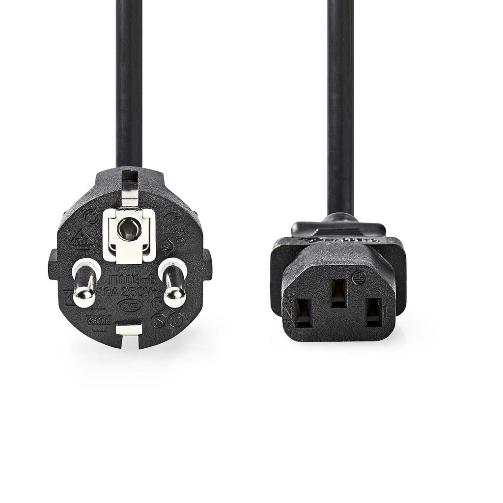 Nedis CEGL10030BK30 Stroomkabel Type F - IEC-320-C13 Vernikkeld 3m Zwart