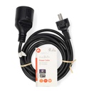 Nedis CEGL10200BK30 Stroomkabel Type F - Type F Vrouwelijk Vernikkeld 3m Zwart 