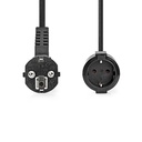 Nedis CEGL10230BK20 Stroomkabel Type F - Type F Vrouwelijk  Haaks Vernikkeld 2m Zwart 