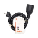 Nedis CEGL10230BK20 Stroomkabel Type F - Type F Vrouwelijk  Haaks Vernikkeld 2m Zwart 