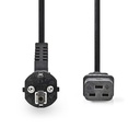 Nedis CEGL10300BK20 Stroomkabel Type F - IEC-320-C19 Haaks Vernikkeld 2m Zwart 