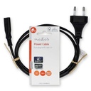 Nedis CEGL11040BK10 Stroomkabel | Euro Male | IEC-320-C7 | Recht | Recht | Vernikkeld | 1.00 m | Plat | PVC | Zwart | Label