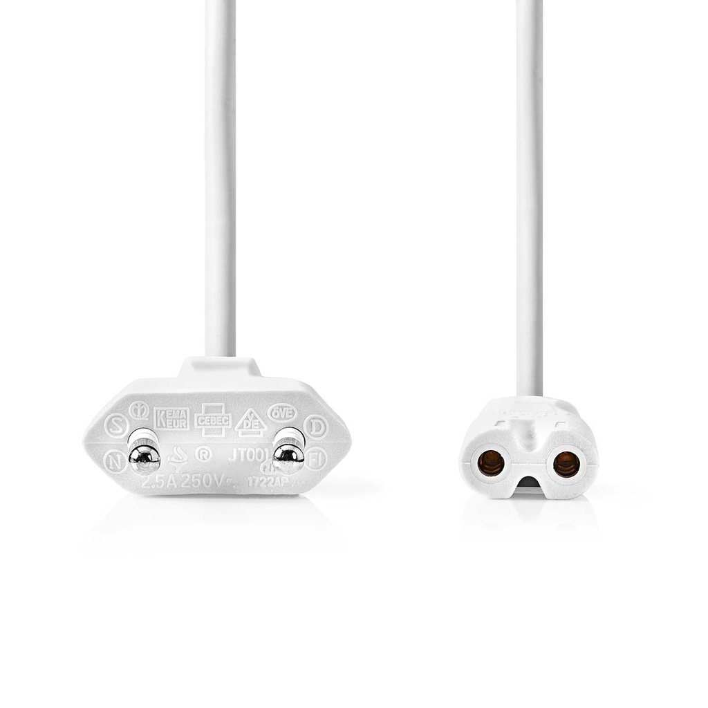 Nedis CEGL11040WT30 Stroomkabel Euro - IEC-320-C7 Vernikkeld 3m Wit 