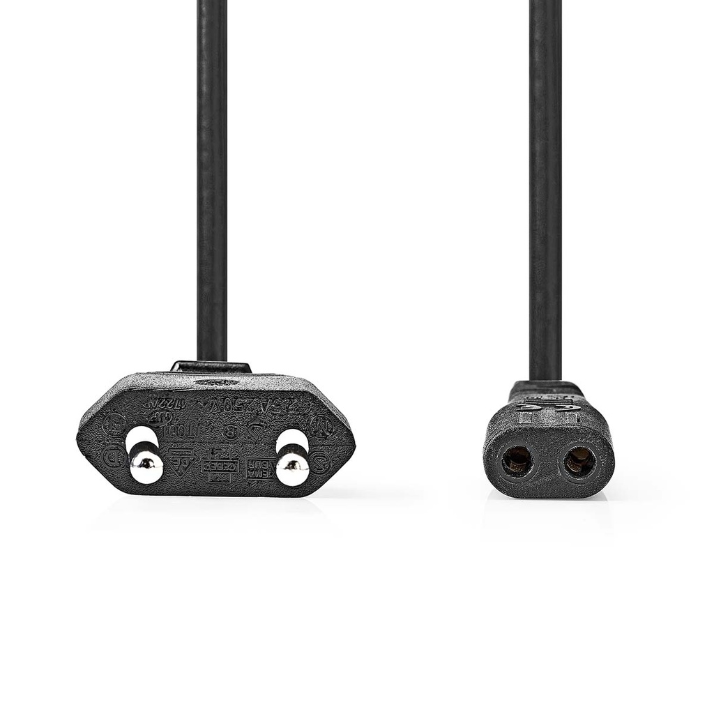Nedis CEGL11060BK20 Stroomkabel Euro - IEC-320-C1 Vernikkeld 2m Zwart