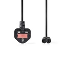 Nedis CEGL11140BK20 Stroomkabel UK - IEC-320-C7 2m Vernikkeld Zwart