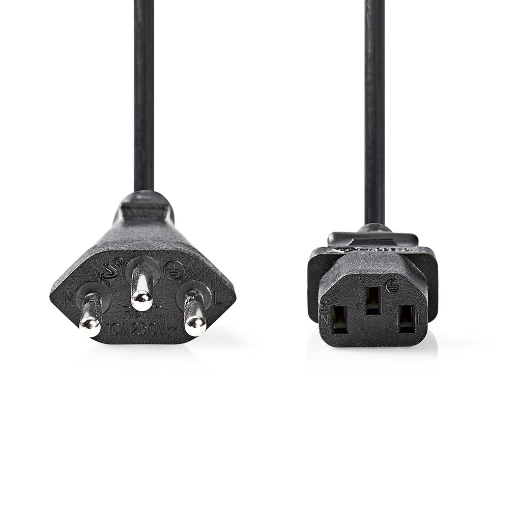 Nedis CEGL11200BK20 Stroomkabel Type 12 - IEC-320-C13 Vernikkeld 2m Zwart 