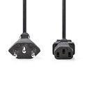 Nedis CEGL11200BK20 Stroomkabel Type 12 - IEC-320-C13 Vernikkeld 2m Zwart 