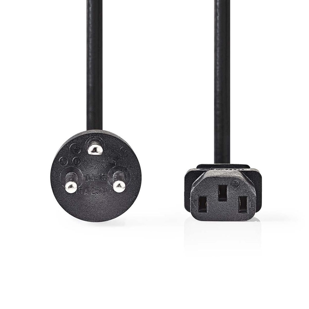 Nedis CEGL11400BK20 Stroomkabel Denemarken - IEC-320-C13 Vernikkeld 2m Zwart