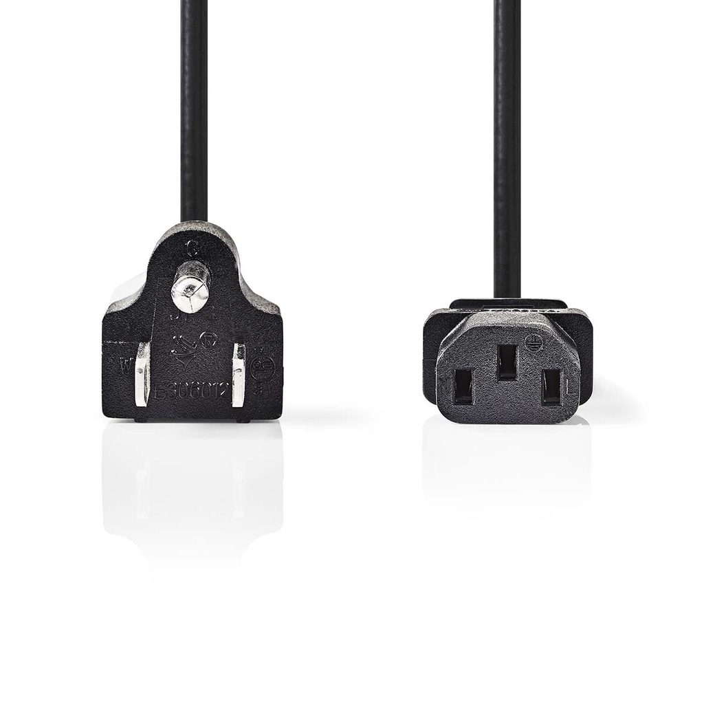 Nedis CEGL11500BK20 Stroomkabel USA - IEC-320-C13 Vernikkeld 2m Zwart