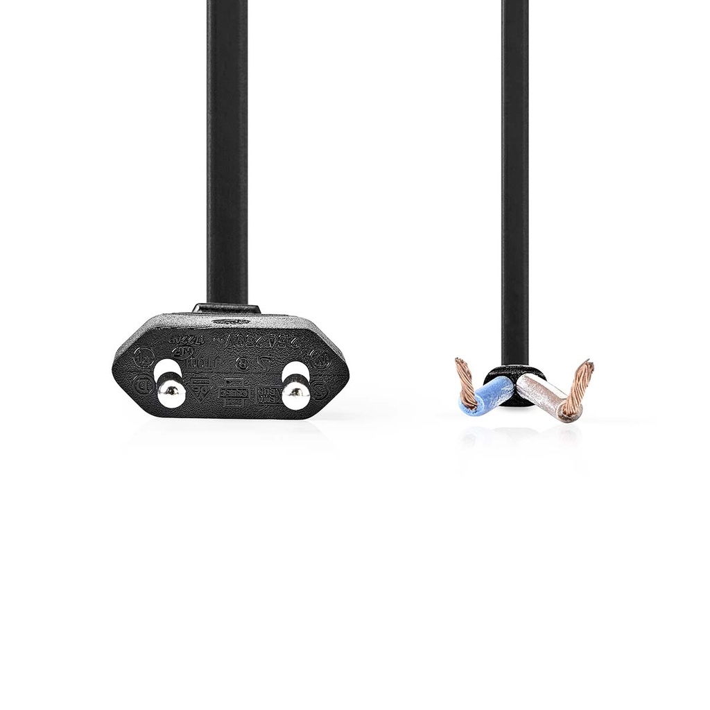 Nedis CEGL11700BK20 Stroomkabel Euro Open Vernikkeld 2m Zwart