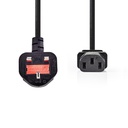 Nedis CEGP11200BK50 Stroomkabel Type G - IEC-320-C13 Vernikkeld 5m Zwart 