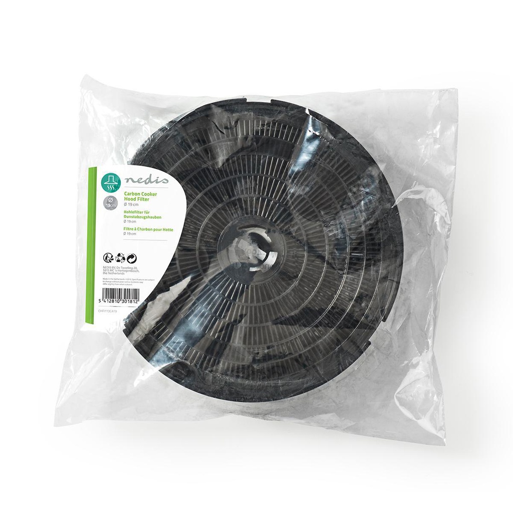 Nedis CHFI113CA19 Koolstoffilter voor Afzuigkap 190mm Zwart