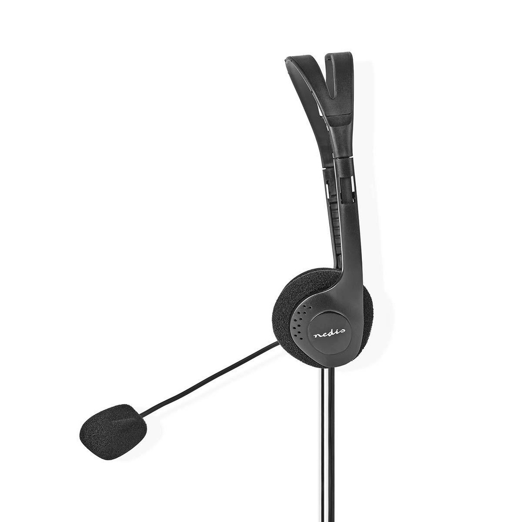 Nedis CHST100BK PC-Headset On-Ear 2x 3.5 mm Inklapbare Microfoon Zwart
