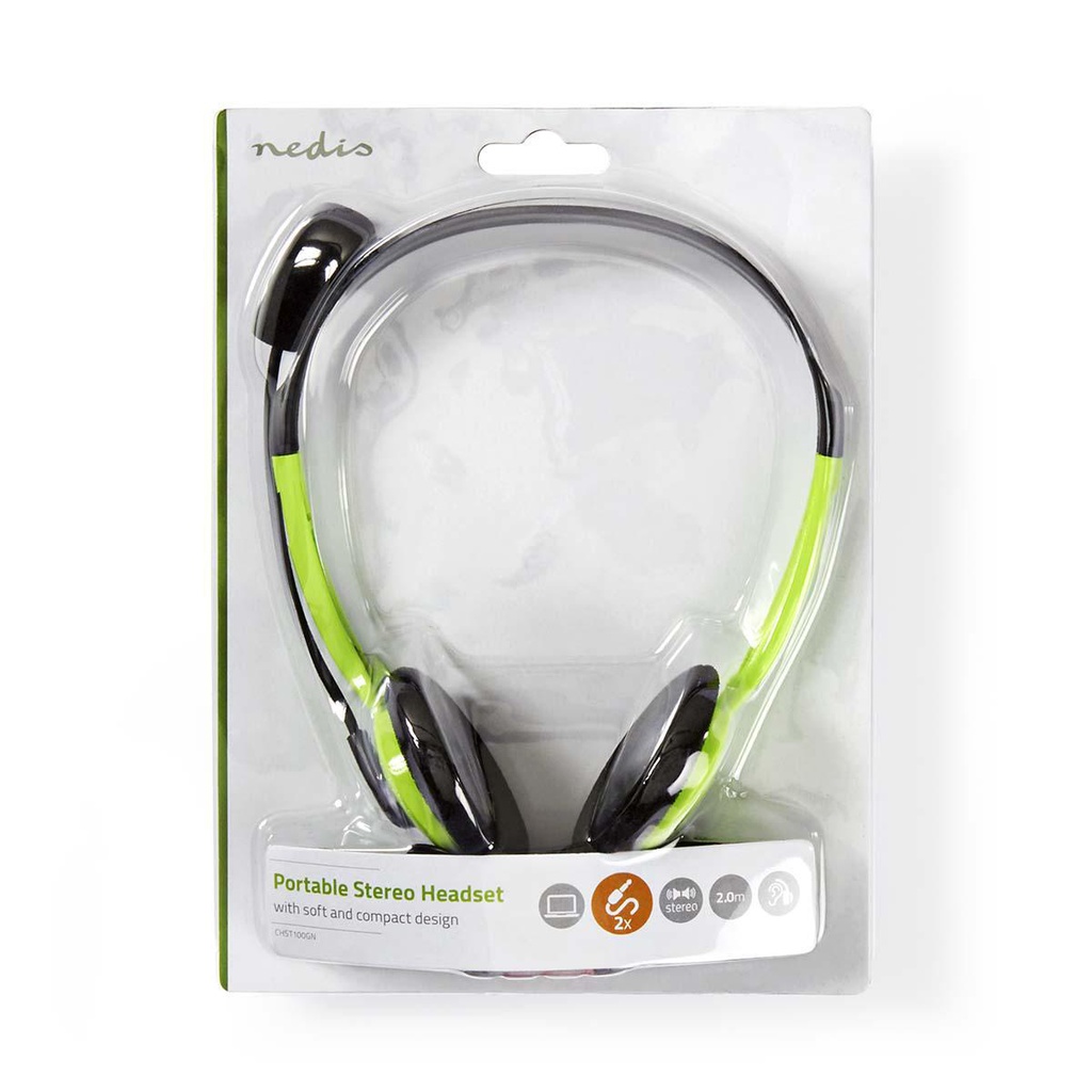 Nedis CHST100GNPC Headset On-Ear 2x 3,5 mm Opvouwbare Microfoon Groen
