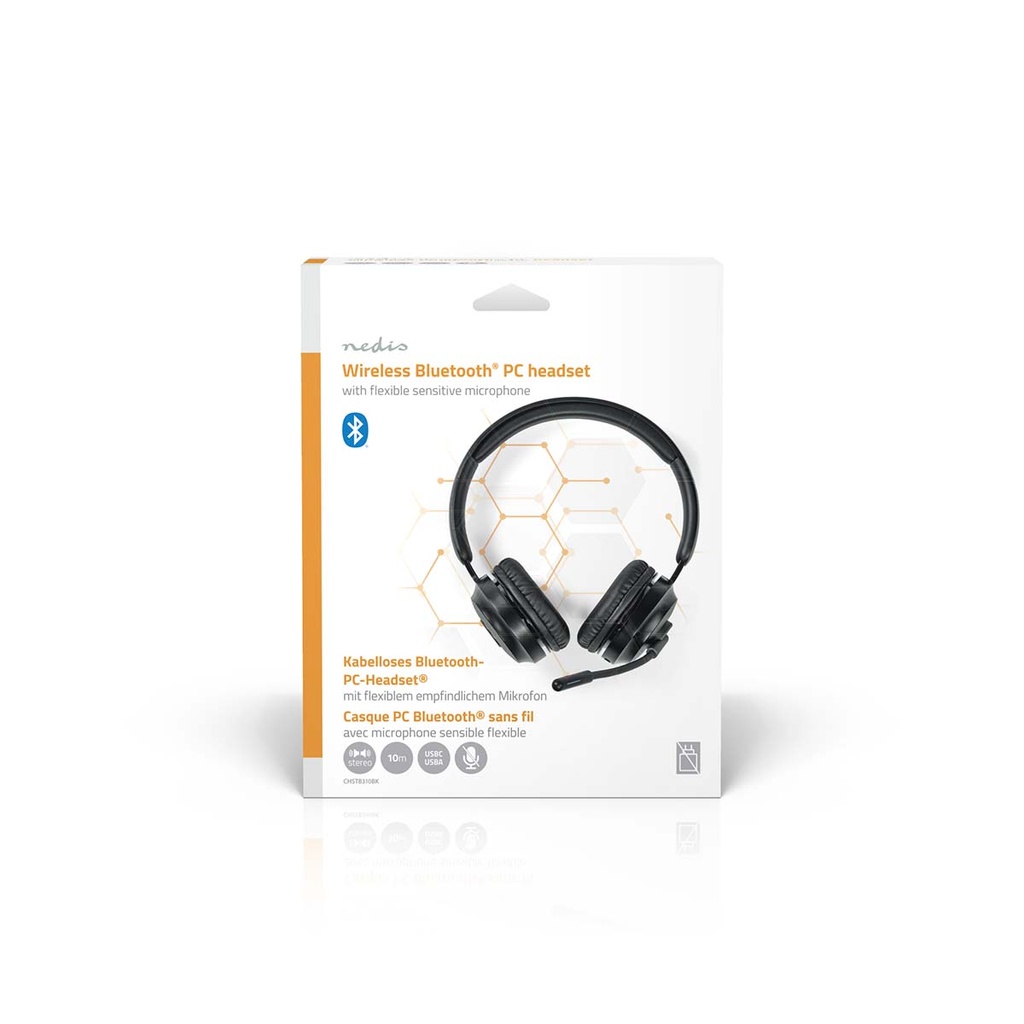 Nedis CHSTB310BK Stereo -Headset On-Ear Bluetooth inklapbare Microfoon Zwart