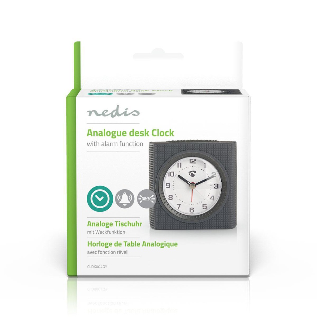Nedis CLDK004GY Analoge Bureau-Wekker Achtergrondverlichting Grijs