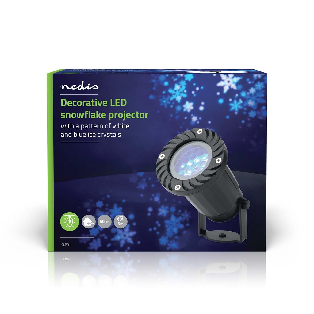 Nedis CLPR1 LED Sneeuwvlok projector Witte/blauwe Ijskristallen Binnen & Buiten