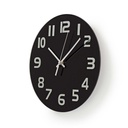 Nedis CLWA006GL30BK Wandklok 300 mm Diameter Glas Zwart