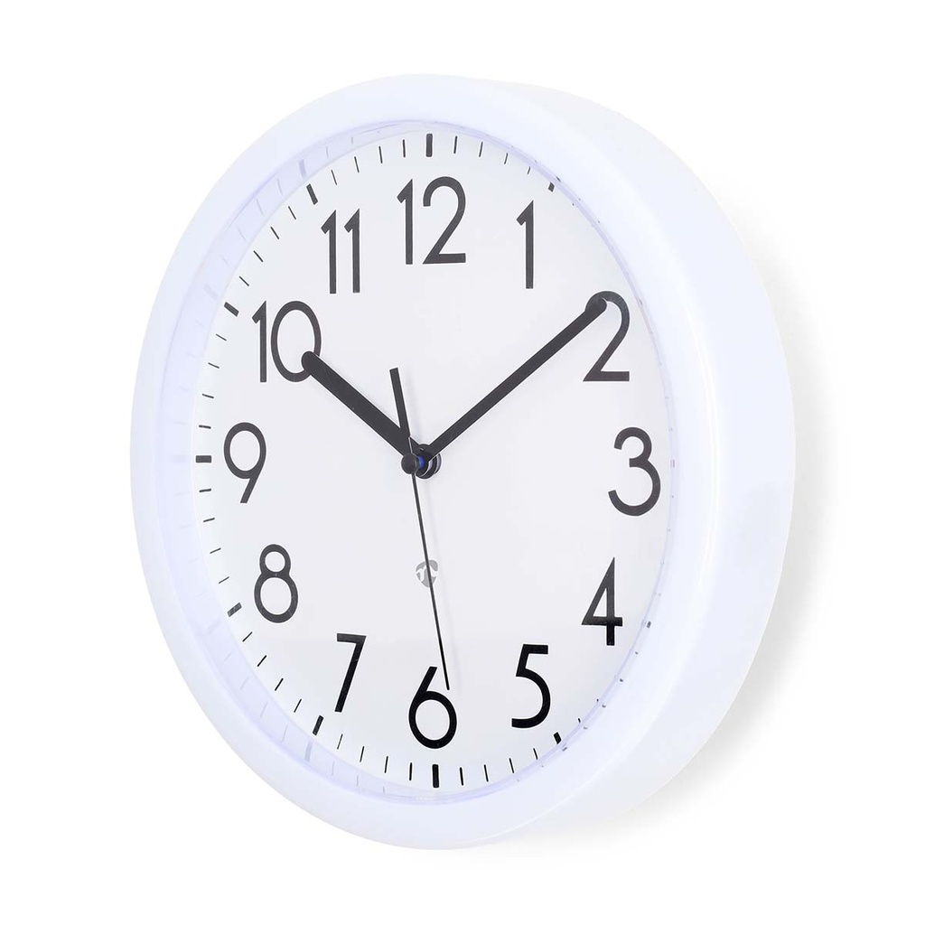 Nedis CLWA105WT Wandklok 220 mm Diameter Kunststof Wit