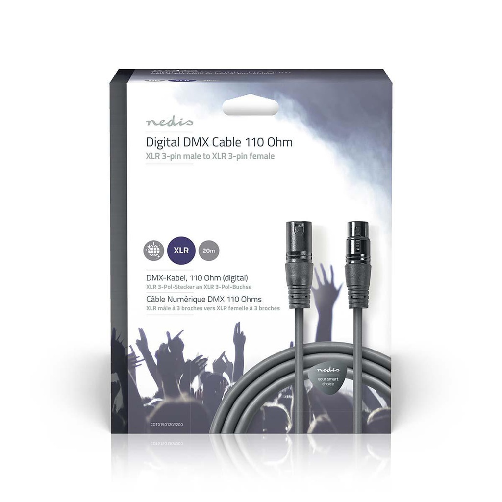 Nedis COTG15012GY200 DMX-Adapterkabel XLR 3-Pins - XLR 3-Pins Vrouwelijk 20m Grijs