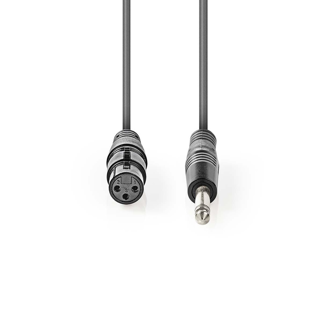 Nedis COTG15120GY100 Ongebalanceerde Audiokabel XLR 3-Pins Vrouwelijk - 6,35 mm 10m Grijs