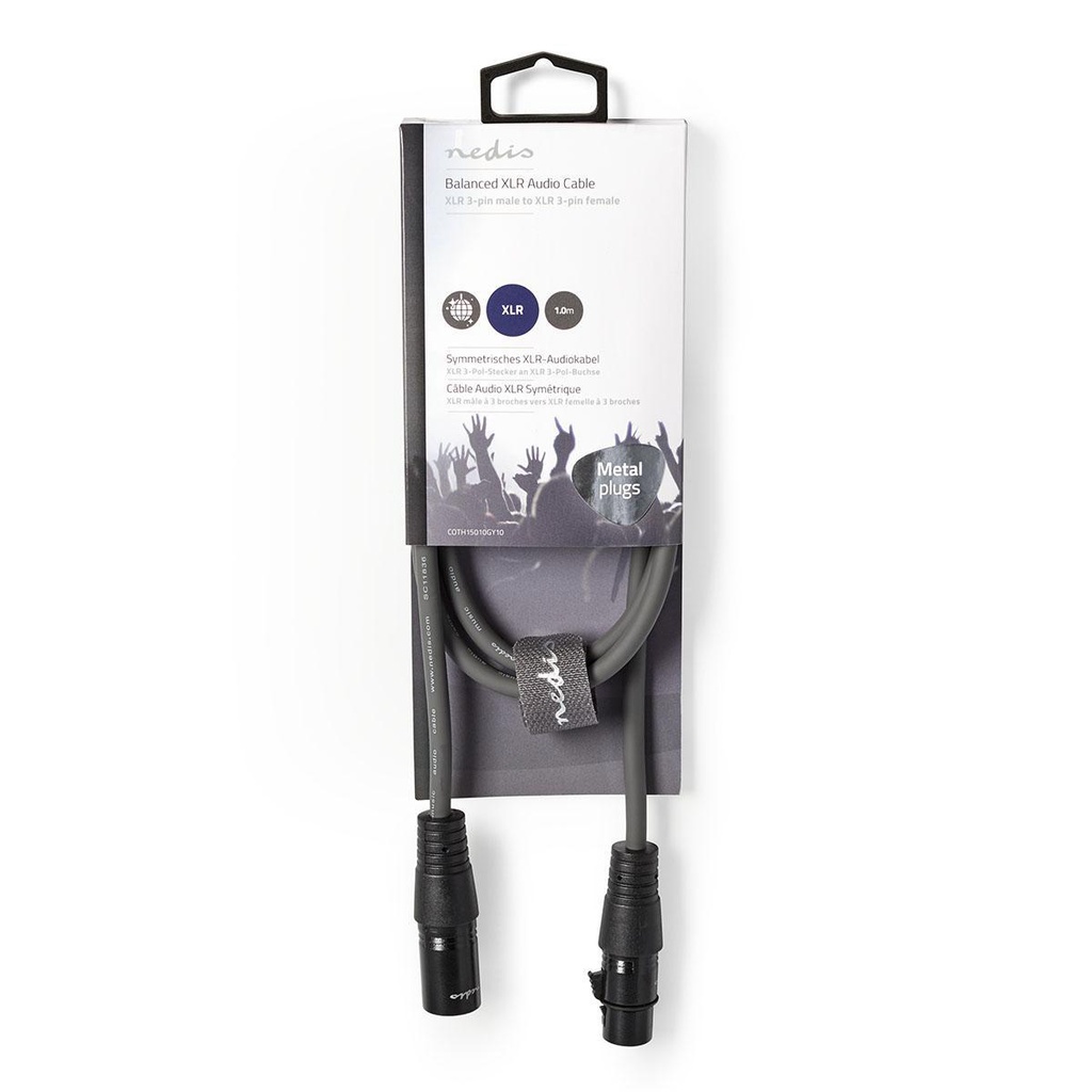 Nedis COTH15010GY10 Gebalanceerde Audiokabel XLR 3-Pins - XLR 3-Pins Vrouwelijk 1m Grijs 