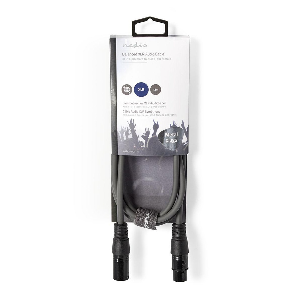 Nedis COTH15010GY15 Gebalanceerde Audiokabel XLR 3-Pins - XLR 3-Pins Vrouwelijk 1.5m Grijs 