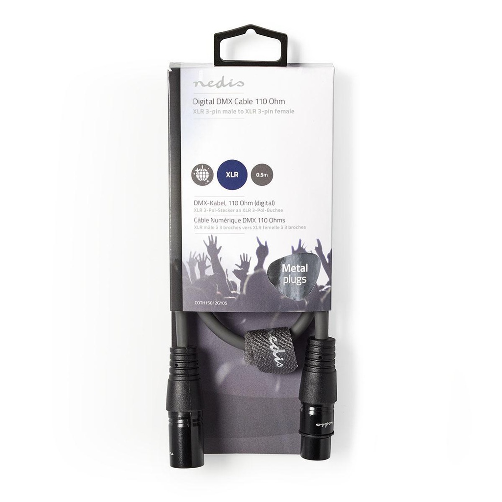 Nedis COTH15012GY05 DMX-Adapterkabel XLR 3-Pins - XLR 3-Pins Vrouwelijk 50cm Grijs